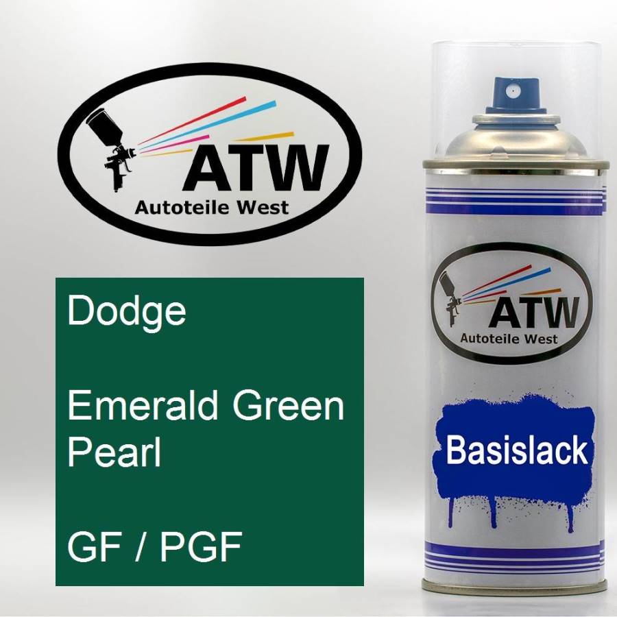Dodge, Emerald Green Pearl, GF / PGF: 400ml Sprühdose, von ATW Autoteile West.